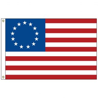 BR-02 Betsy Ross 12" x 18" Outdoor Nylon Printed - Heading And Grommets-0