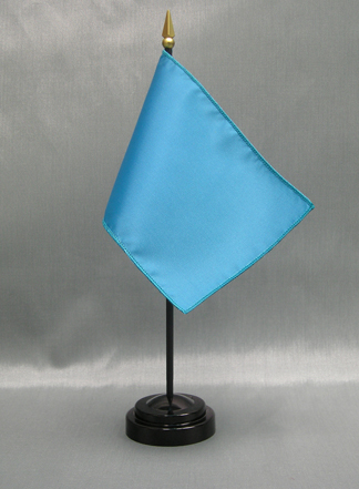 NMF-46 BELLBLUE Nylon 4" x 6" Mounted Solid Color Stick Flag - Bell Blue-0