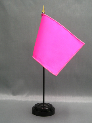 NMF-46 BRIGHTPINK Nylon 4" x 6" Mounted Solid Color Stick Flag - Bright Pink-0
