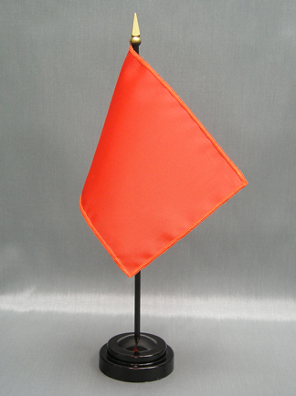 NMF-46 ORANGE Nylon 4" x 6" Mounted Solid Color Stick Flag - Orange-0