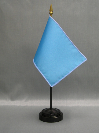 NMF-46 PROCESSBLU Nylon 4" x 6" Mounted Solid Color Stick Flag - Process Blue-0