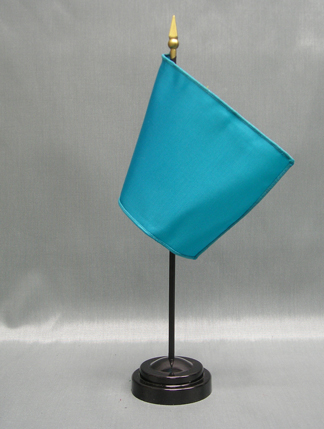 NMF-46 TURQUOISE Nylon 4" x 6" Mounted Solid Color Stick Flag - Turquoise-0