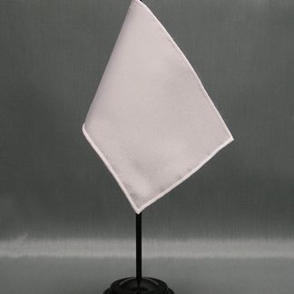 NMF-46 WHITE Nylon 4" x 6" Mounted Solid Color Stick Flag - White-0