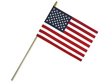 Economy Cotton U.S. Stick Flags With Spear Top