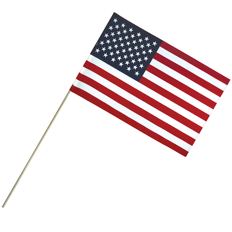 12 Pack USA Pledge of Allegiance Vintage 100D 12"x18" Stick Flag 30" Wood Staff 