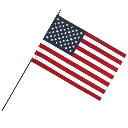 RSF-2436 24" x 36" Deluxe Polyester U.S. Stick Flag On 3/16" Diameter Black Dowel-0