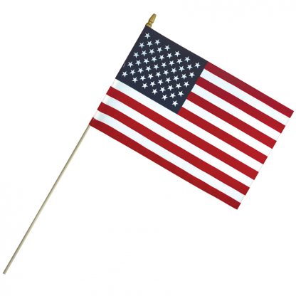 ECS-1218 12" x 18" Economy Cotton US Stick Flag with Spear Top on a 30" Dowel-0