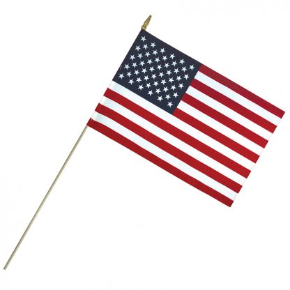 LC-1218 12" x 18" Lightweight Cotton US Stick Flag with Spear Top on a 30" Dowel-0