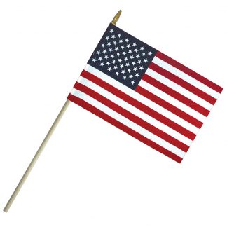 LC-46 4" x 6" Lightweight Cotton US Stick Flag with Spear Top on a 10" Dowel-0