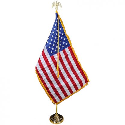 PS-130 5' - 9.5' Gold Adjustable Aluminum Pole With 4' x 6' Flag -0