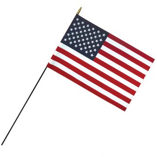RSF-1624 16" x 24" Deluxe Polyester U.S. Stick Flag On 3/16" Diameter Black Dowel-0