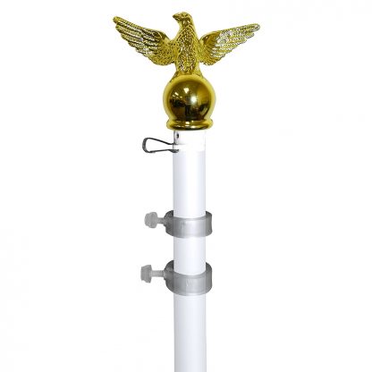 SP-307 5' White Aluminum Spinner Pole- Eagle Top -0
