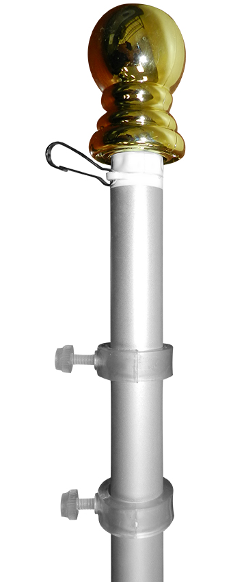 SP-205 6' Silver Aluminum Spinner Pole- Ball Top -0