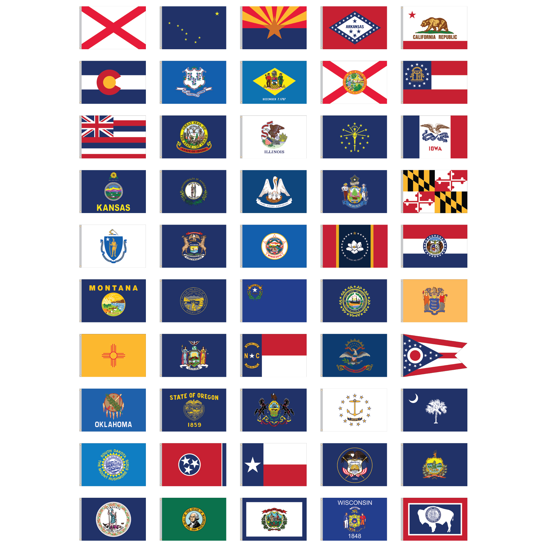 CSS-146 Complete States Set of 4′ x 6′ Nylon Flags with Heading and ...