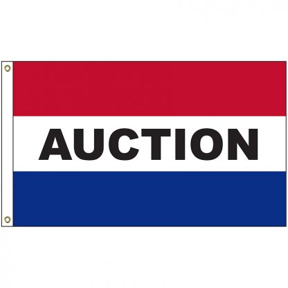 A-120001 Auction 3' x 5' Flag with Heading and Grommets-0