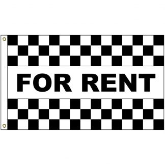 A-120215 For Rent 3' x 5' Black Checkered Flag with Heading and Grommets-0