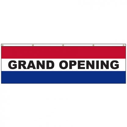 A-6101HF Grand Opening 3' x 10' Horizontal Flag with Heading and Grommets Across the Top -0