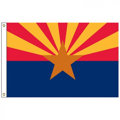 SF-103P-ARIZONA Arizona 3' x 5' 2-ply Polyester Flag with Heading and Grommets-0