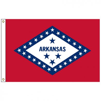 SF-104P-ARKANSAS Arkansas 4' x 6' 2-ply Polyester Flag with Heading and Grommets-0
