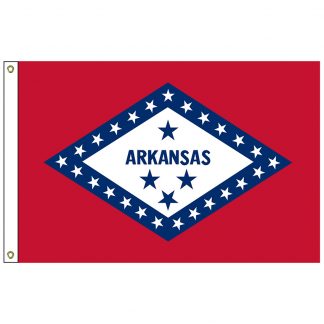 SF-103P-ARKANSAS Arkansas 3' x 5' 2-ply Polyester Flag with Heading and Grommets-0