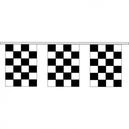 CRS8-60 9" x12" Black & White Checkered 8 mil. 60' Pennant Strings-0