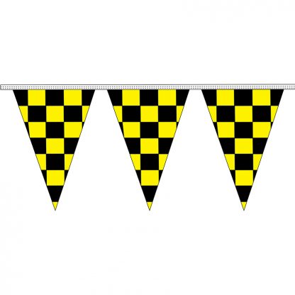 CTS-100K 12" x 18" Black & Yellow Checkered 4 mil. 100' Pennant Strings-0