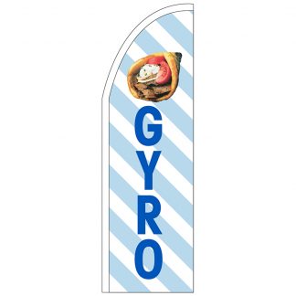 FF-T2-310-GYRO White & Blue Gyro 3' x 10' Half Drop Feather Flag-0