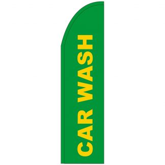 FF-T2-312-CARWASH Green Car Wash 3' x 12' Half Drop Feather Flag-0