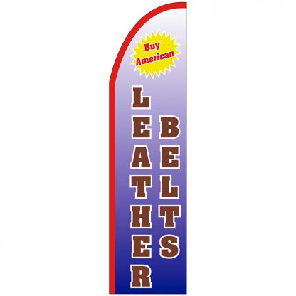 FF-T2-312-LEATHERBELTS Leather Belts 3' x 12' Half Drop Feather Flag-0