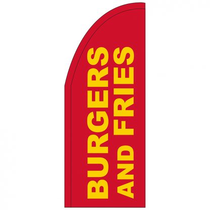 FF-T2-38-BURGERSFRIES Burgers & Fries 3' x 8' Half Drop Feather Flag-0