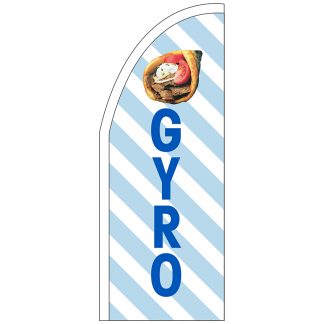 FF-T2-38-GYRO White & Blue Gyro 3' x 8' Half Drop Feather Flag-0