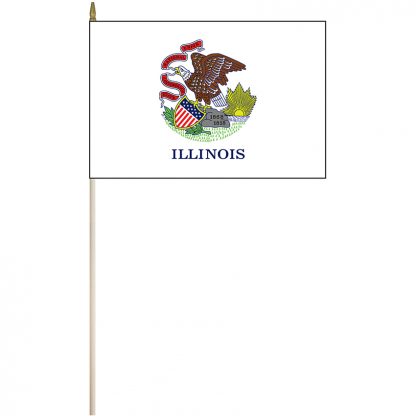 EPC-1218-ILLINOIS 12" x 18" Illinois Stick Flag-0