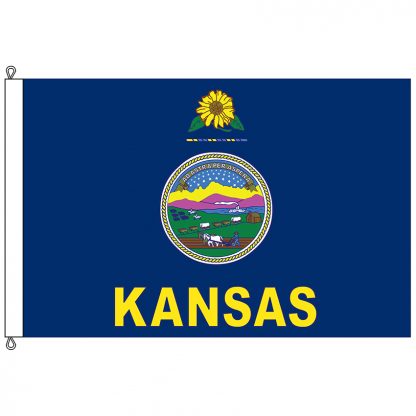 SF-812-KANSAS Kansas 8' x 12' Nylon Flag with Rope and Thimble-0