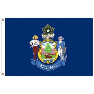 SF-103P-MAINE Maine 3' x 5' 2-ply Polyester Flag with Heading and Grommets-0