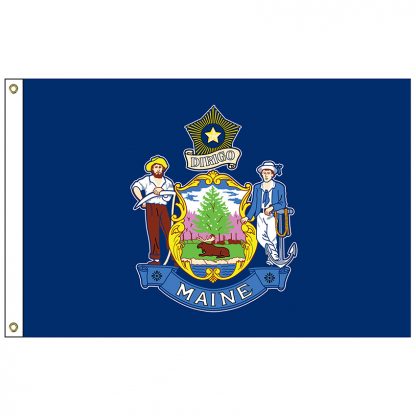 SF-105-MAINE Maine 5' x 8' Nylon Flag with Heading and Grommets-0