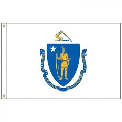 SF-105P-MASSACHUSETT Massachusetts 5' x 8' 2-ply Polyester Flag with Heading and Grommets-0
