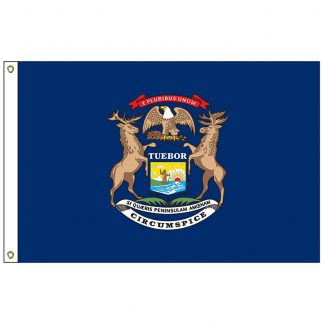 SF-103P-MICHIGAN Michigan 3' x 5' 2-ply Polyester Flag with Heading and Grommets-0