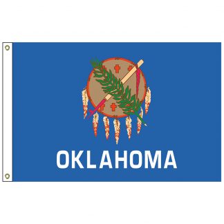 SF-103P-OKLAHOMA Oklahoma 3' x 5' 2-ply Polyester Flag with Heading and Grommets-0