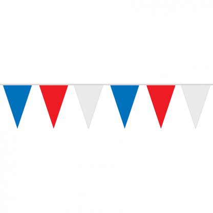 PS-30-B 30ft 4 Mil Polyethylene Red, White, and Blue Pennant String-0