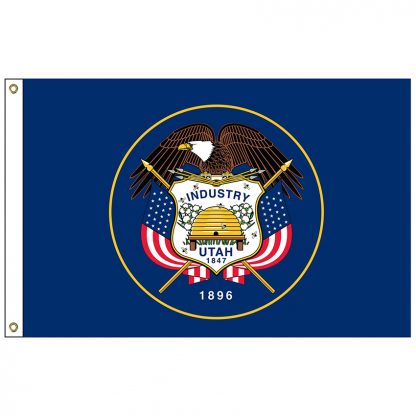 SF-103P-UTAH Utah 3' x 5' 2-ply Polyester Flag with Heading and Grommets-0