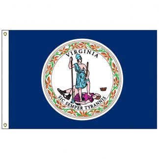 SF-104P-VIRGINIA Virginia 4' x 6' 2-ply Polyester Flag with Heading and Grommets-0