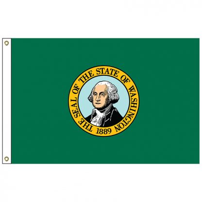 SF-105P-WASHINGTON Washington 5' x 8' 2-ply Polyester Flag with Heading and Grommets-0