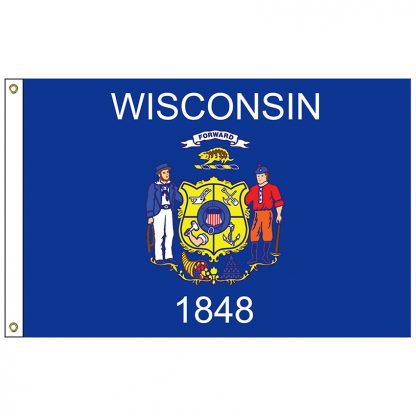 SF-104P-WISCONSIN Wisconsin 4' x 6' 2-ply Polyester Flag with Heading and Grommets-0