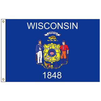 SF-101-WISCONSIN Wisconsin 12" x 18" Nylon Flag with Heading and Grommets-0