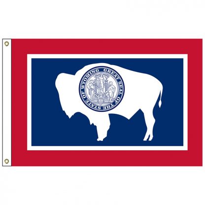 SF-105P-WYOMING Wyoming 5' x 8' 2-ply Polyester Flag with Heading and Grommets-0