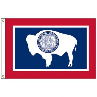 SF-104P-WYOMING Wyoming 4' x 6' 2-ply Polyester Flag with Heading and Grommets-0
