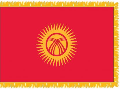 FWI-235-3X5KYRGYZSTA Kyrgyzstan 3' x 5' Indoor Flag with Pole Sleeve and Fringe-0