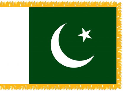 FWI-230-3X5PAKISTAN Pakistan 3' x 5' Indoor Flag with Pole Sleeve and Fringe-0