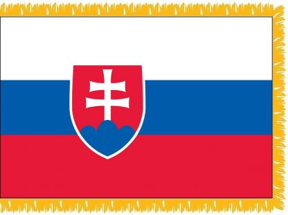 FWI-240-3X5SLOVAKIA Slovakia 3' x 5' Indoor Flag with Pole Sleeve and Fringe-0