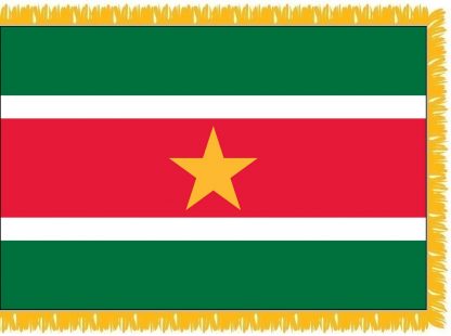 FWI-235-3X5SURINAME Suriname 3' x 5' Indoor Flag with Pole Sleeve and Fringe-0